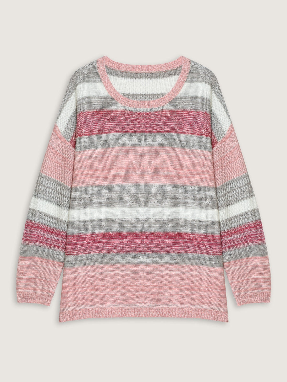 Ombre Stripe Round Neck Pullover