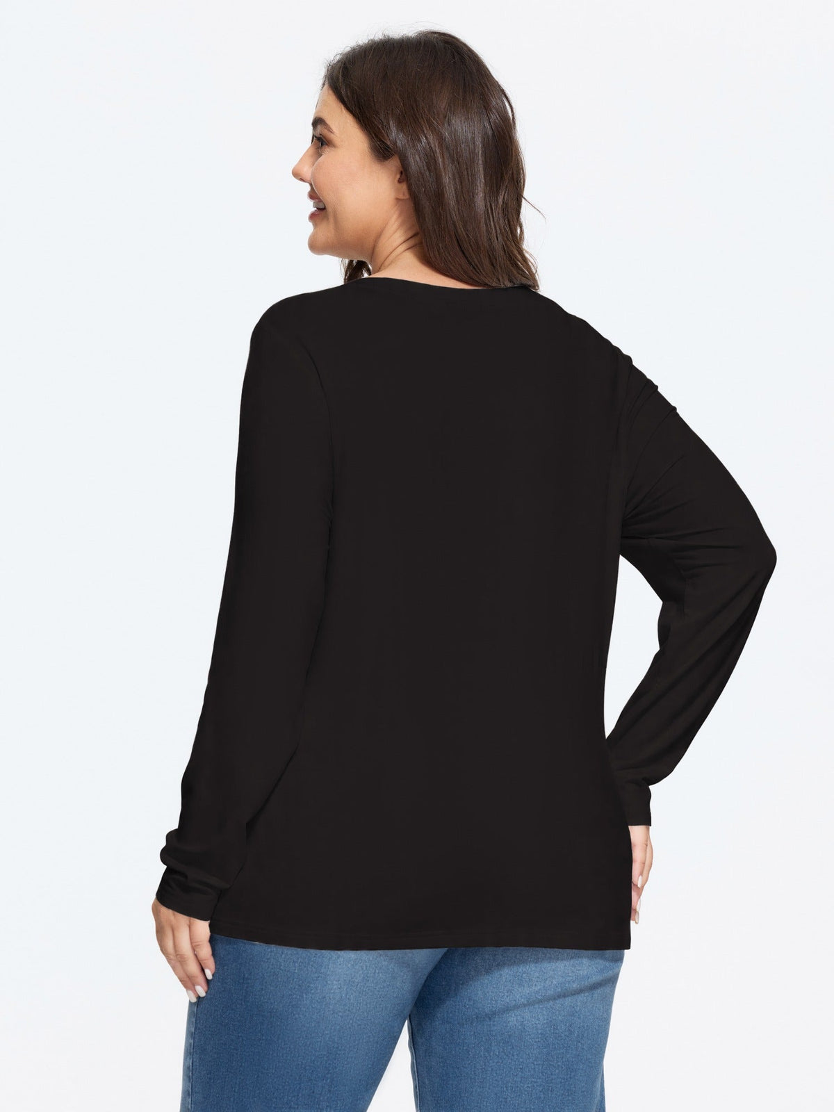Stretchy Crew Neck Long Sleeve T-Shirt