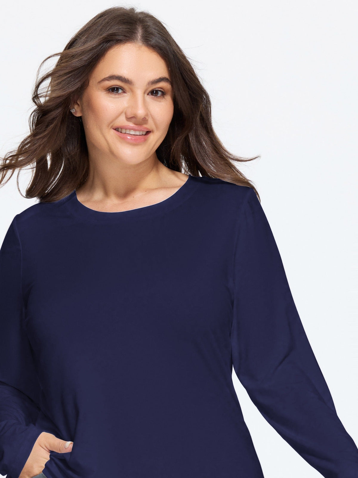 Stretchy Crew Neck Long Sleeve T-Shirt