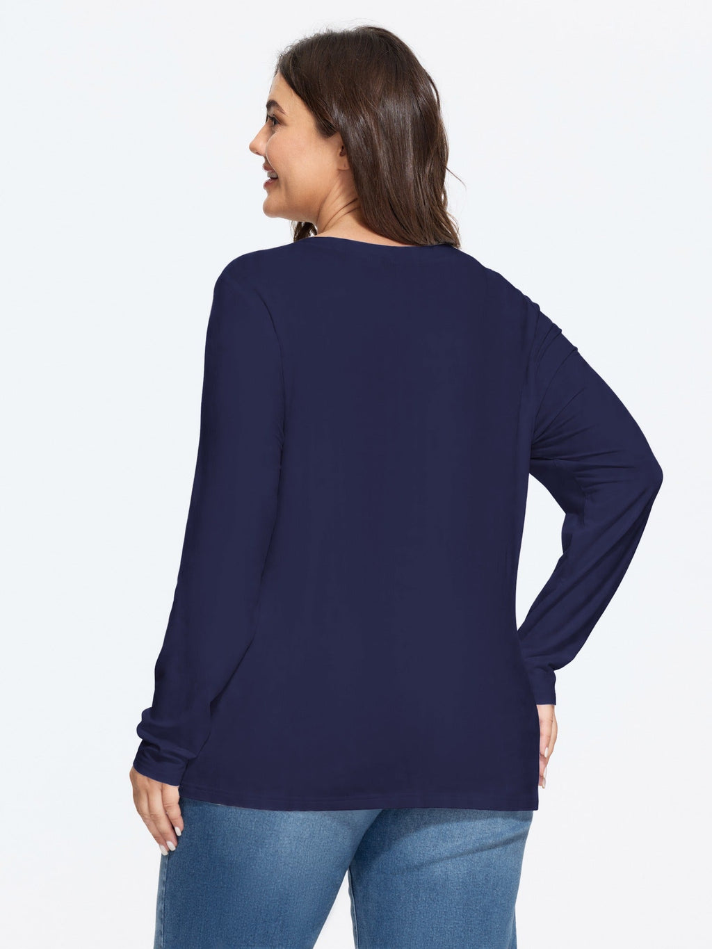 Stretchy Crew Neck Long Sleeve T-Shirt