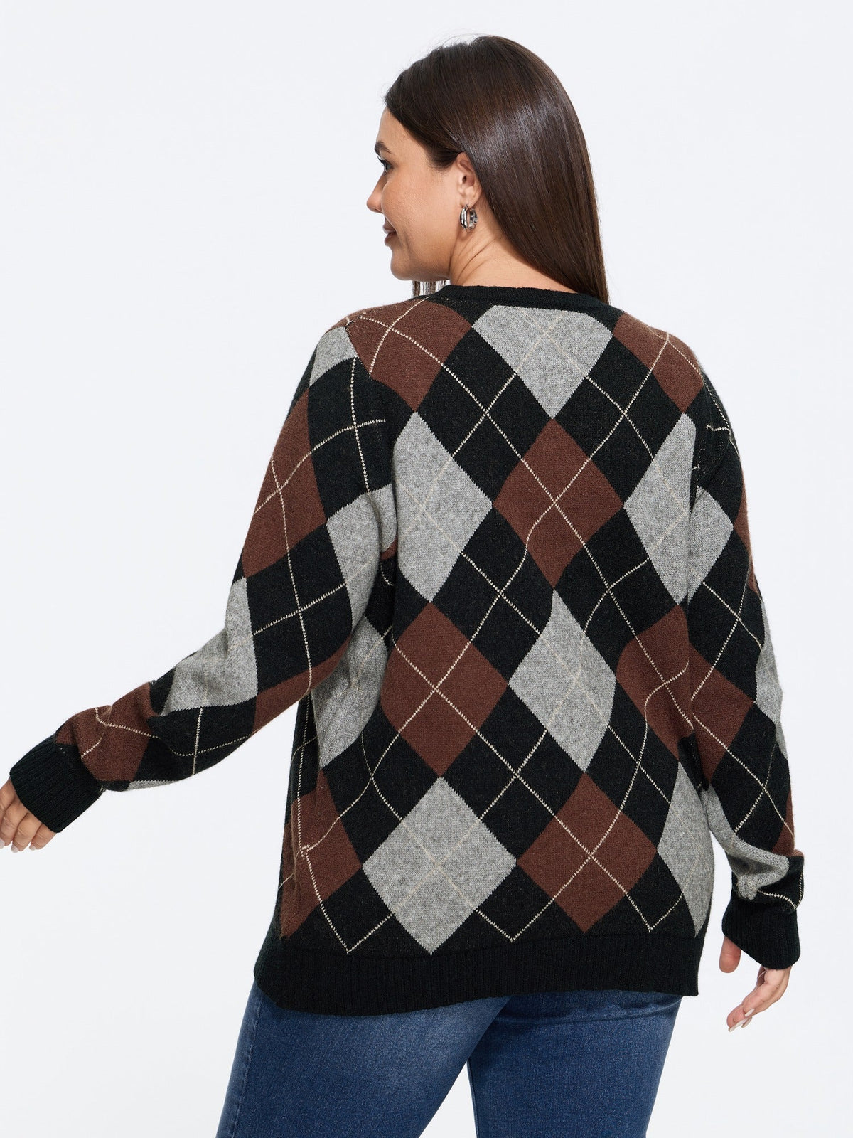 Supersoft Diamond Plaid Crew Neck Pullover