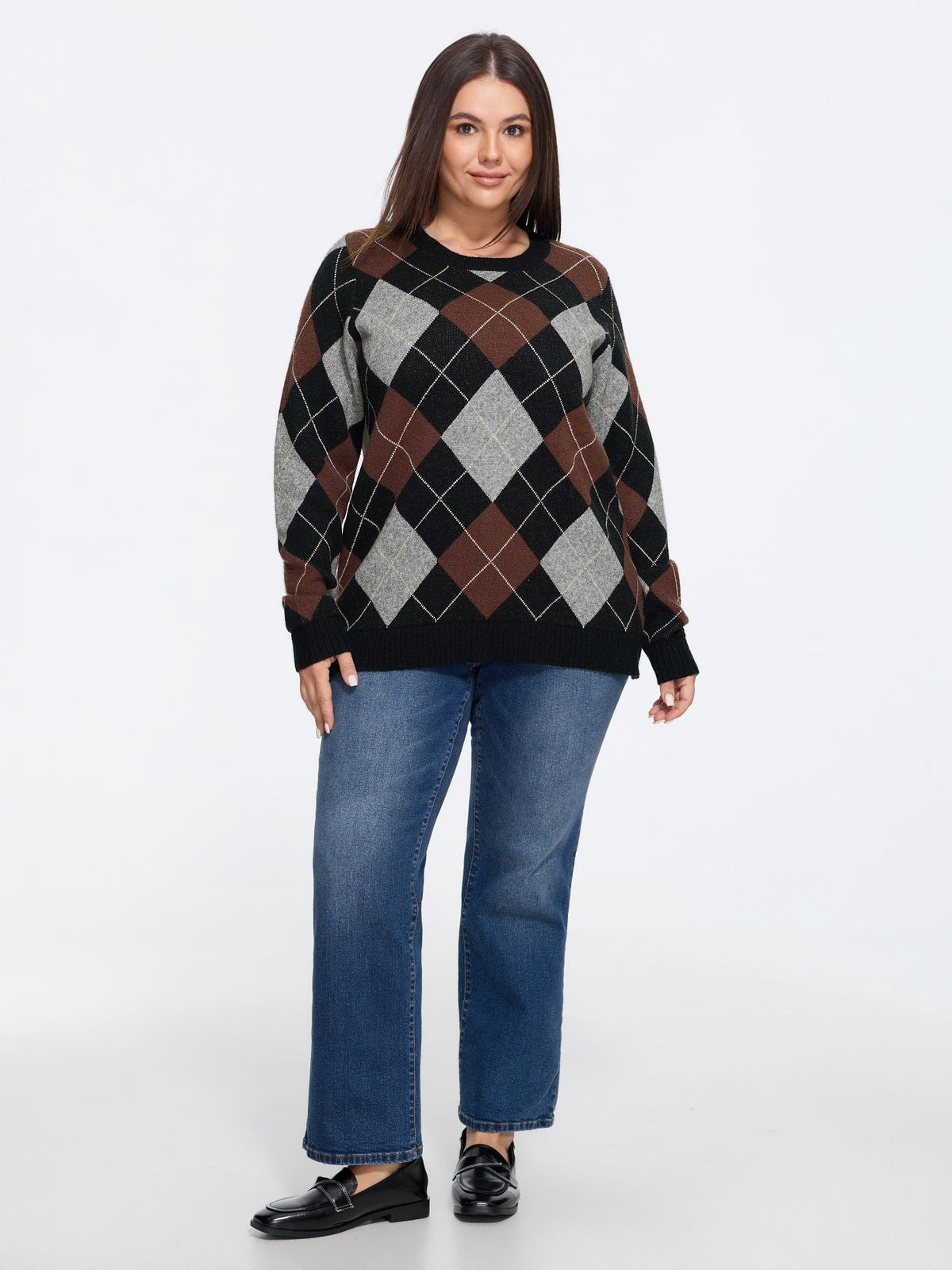 Supersoft Diamond Plaid Crew Neck Pullover