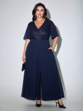 Sequin Flutter Sleeve Wide Leg Jumpsuit