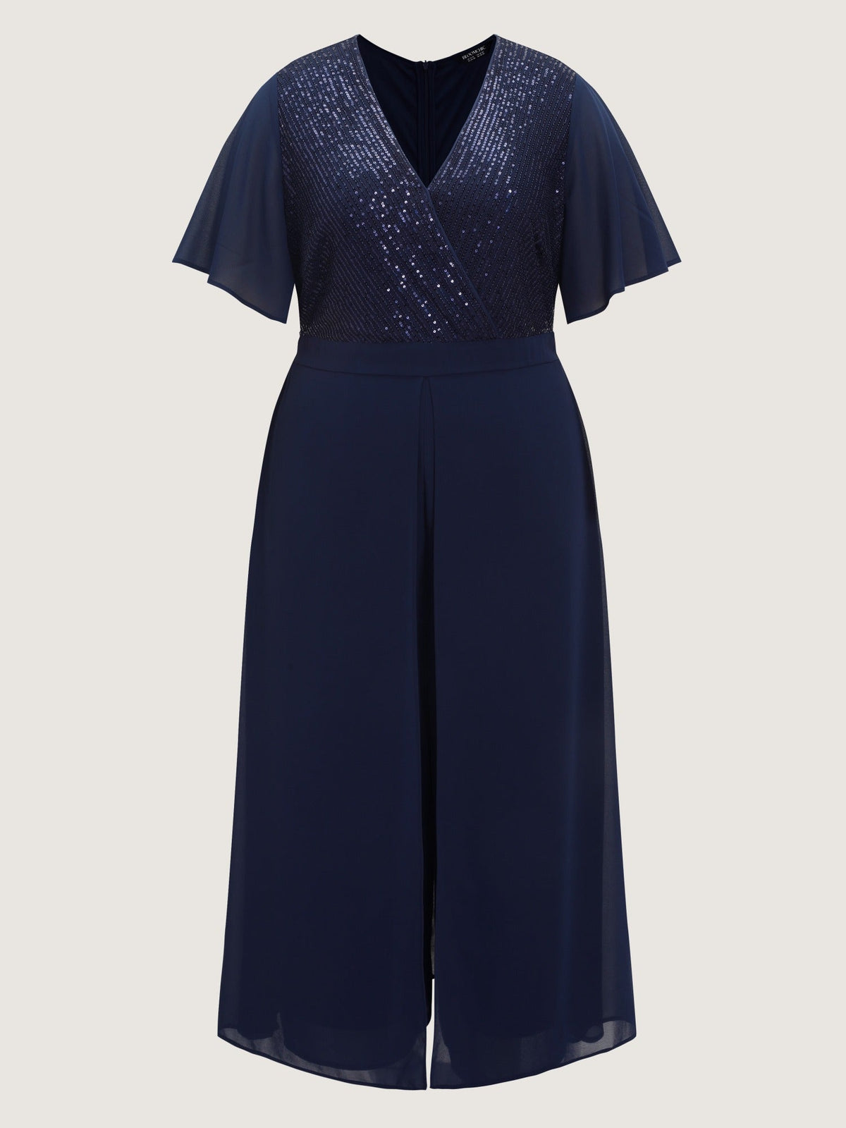 Sequin Flutter Sleeve Wide Leg Jumpsuit