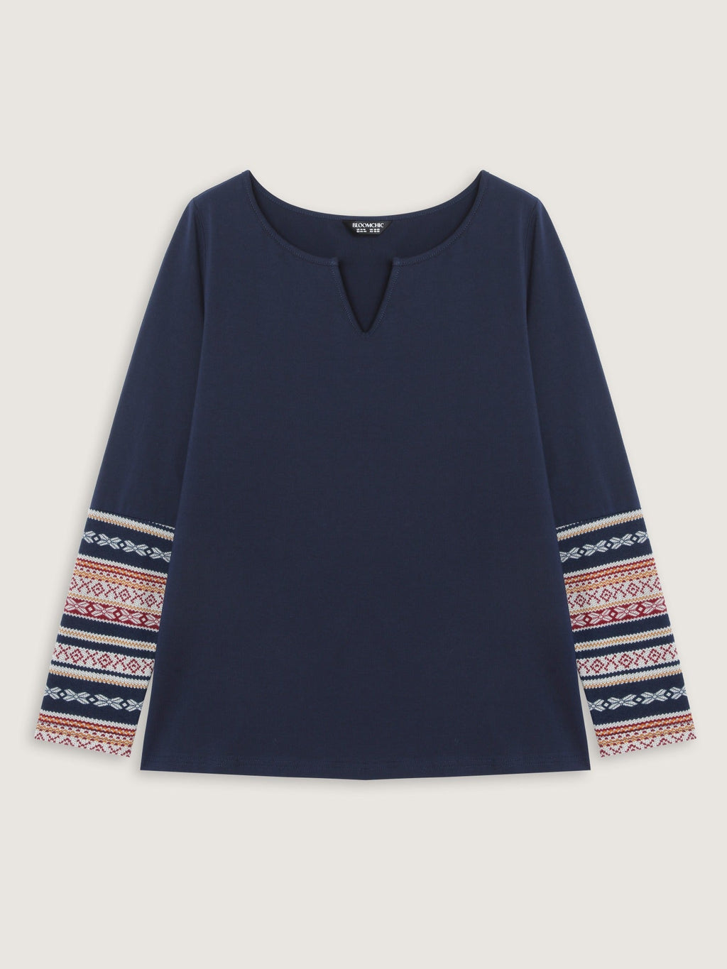 Cotton Boho Pattern Sleeve Patchwork T-Shirt