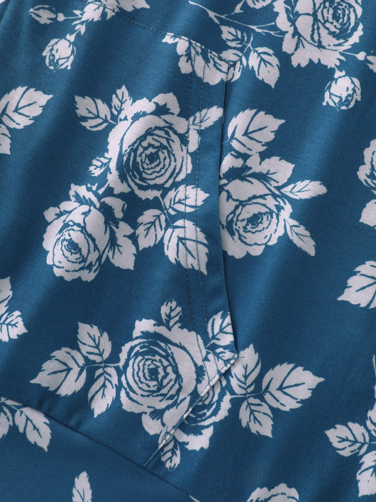 Floral Print Pocket Zipper Hoodie