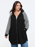 Color Block Raglan Sleeve Zipper Hoodie