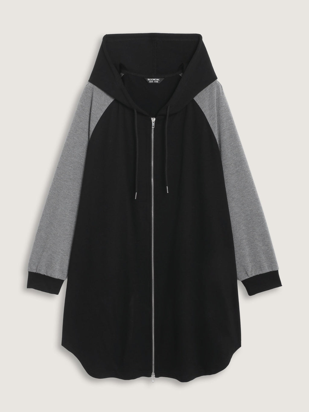 Color Block Raglan Sleeve Zipper Hoodie