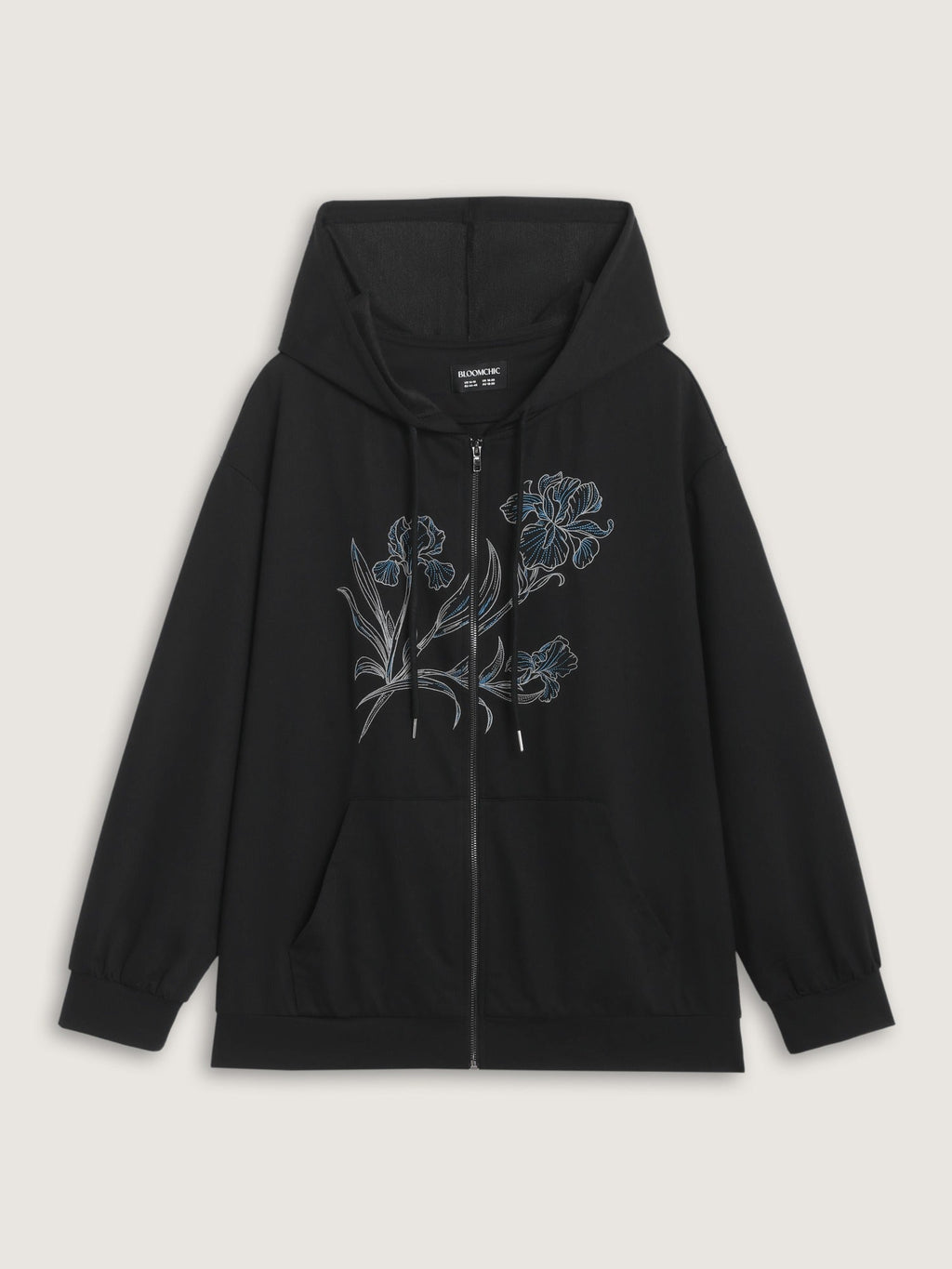 Iris Floral Embroidered Full Zip Hoodie