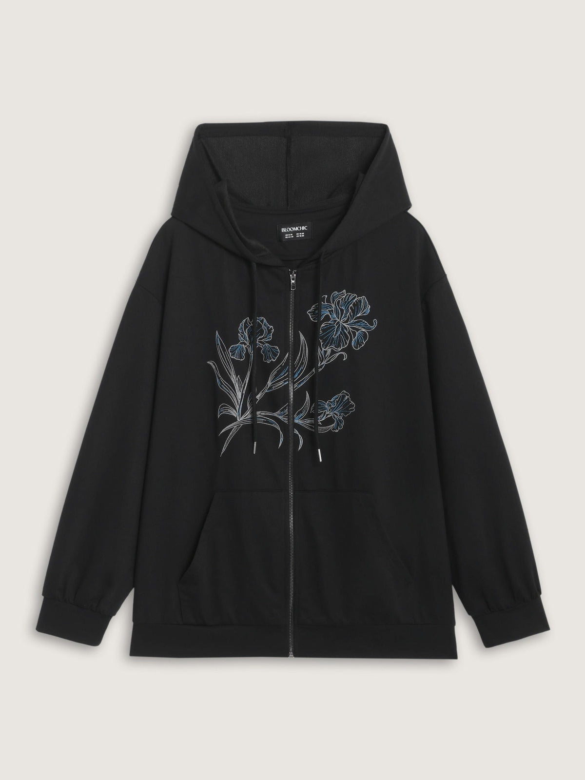 Iris Floral Embroidered Full Zip Hoodie