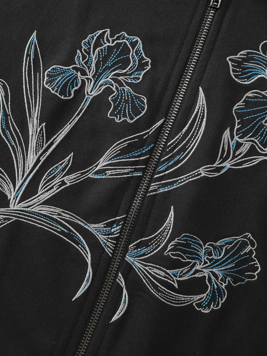 Iris Floral Embroidered Full Zip Hoodie