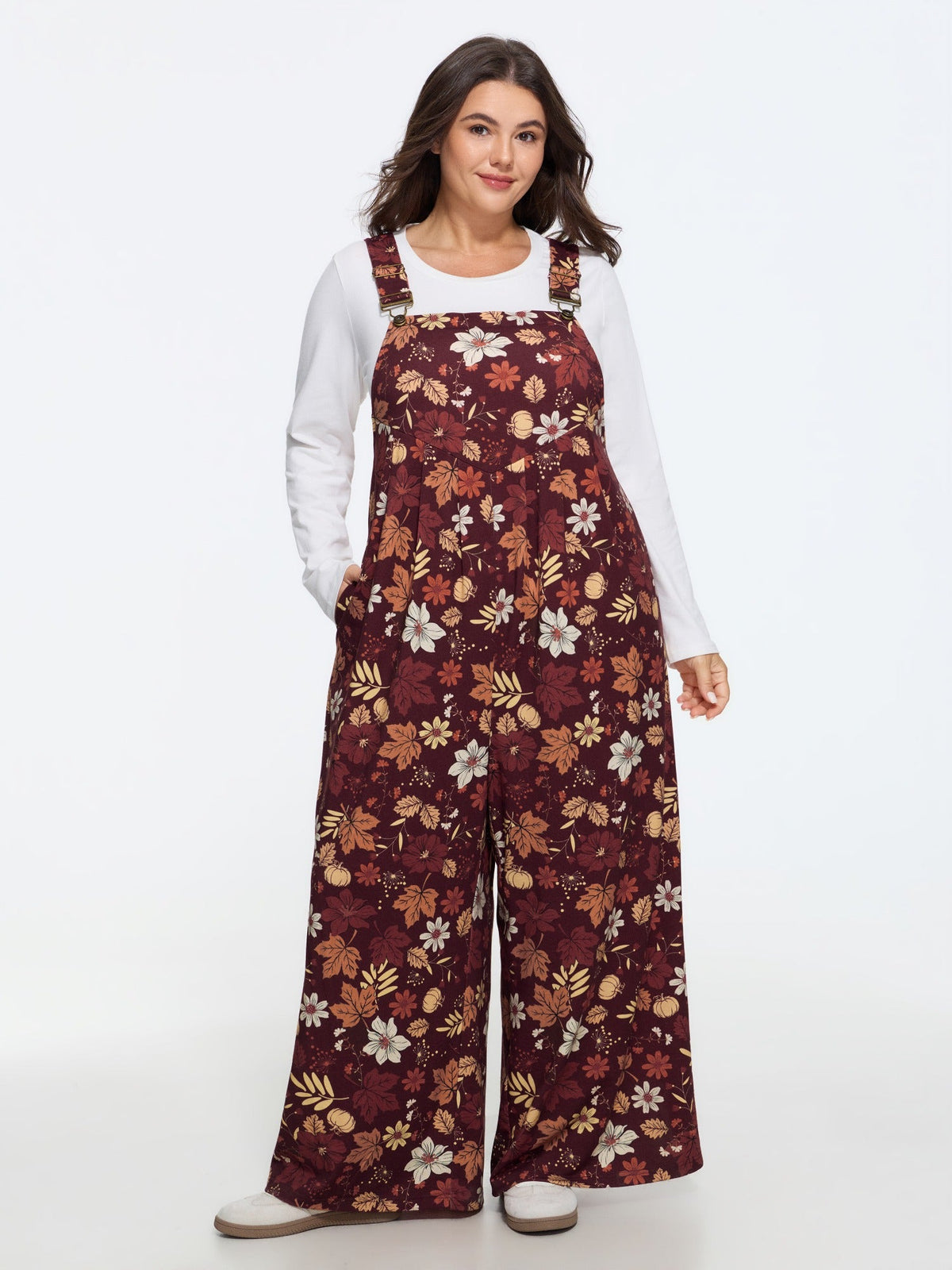 Retro Fall Print Relaxed Fit Jumpsuit