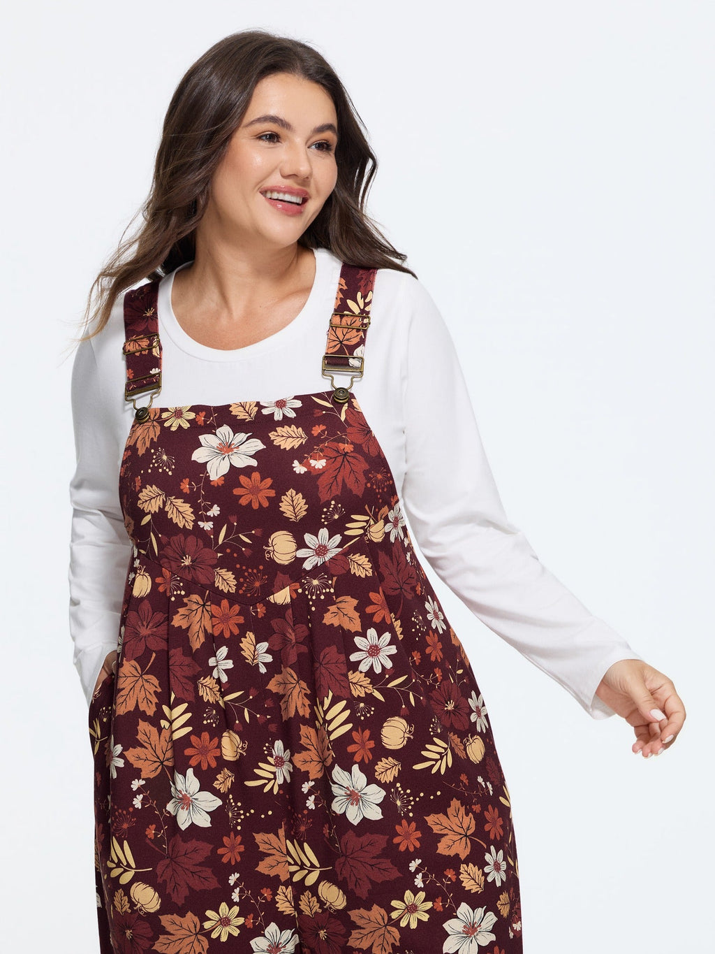 Retro Fall Print Relaxed Fit Jumpsuit