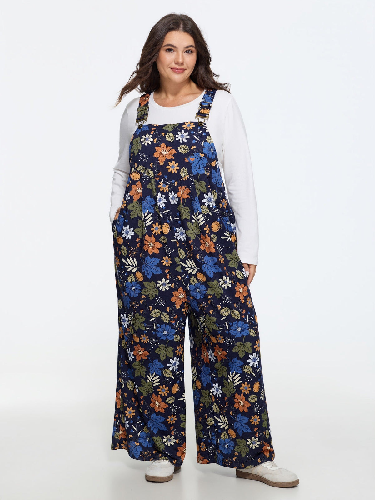 Retro Fall Print Relaxed Fit Jumpsuit