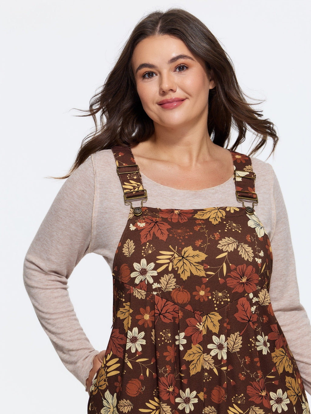Retro Fall Print Relaxed Fit Jumpsuit