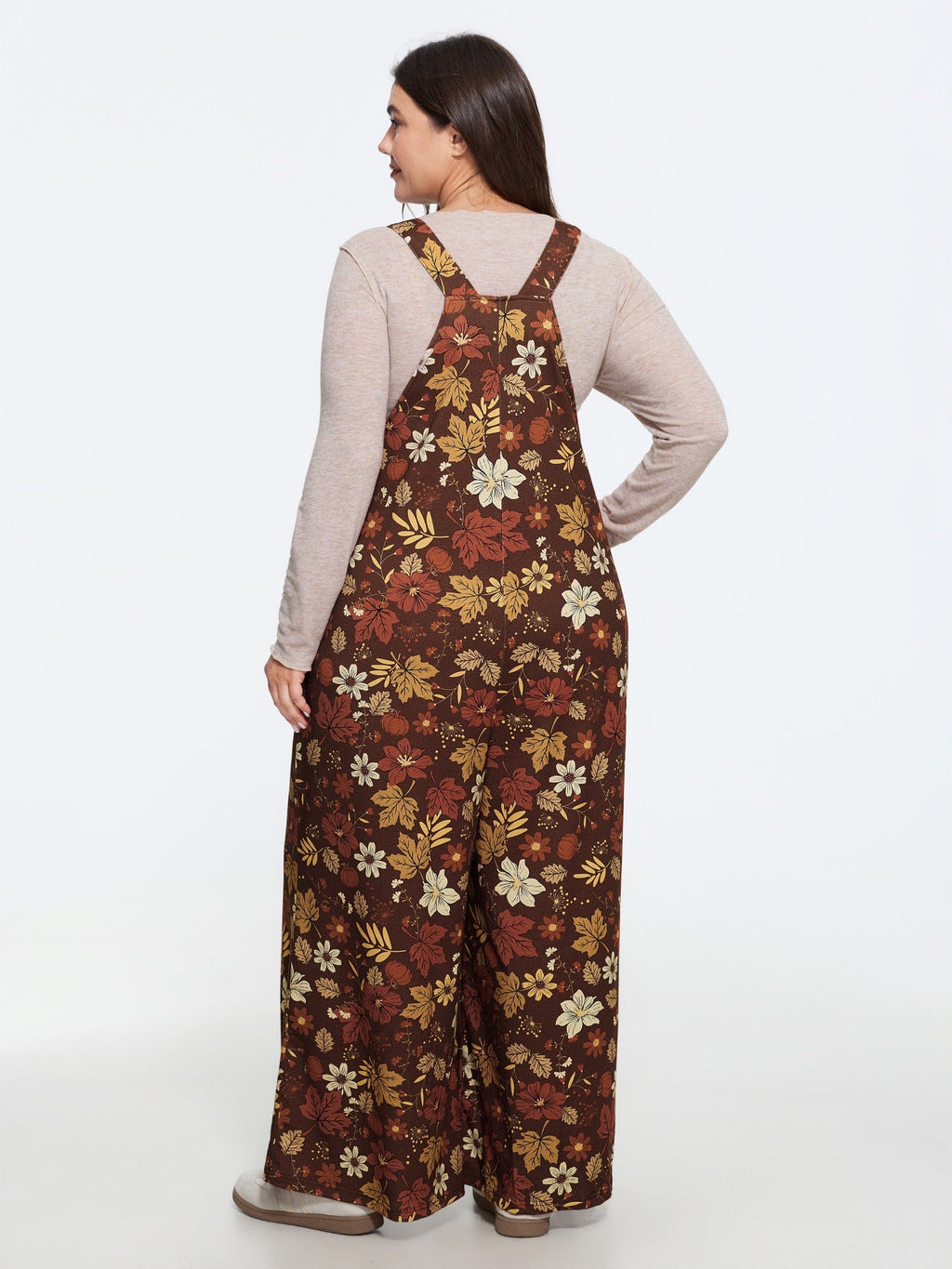 Retro Fall Print Relaxed Fit Jumpsuit