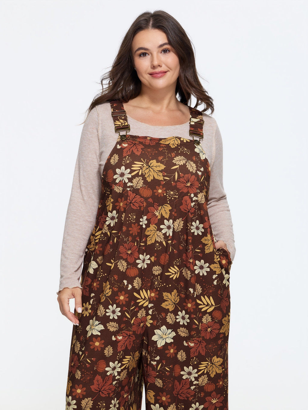 Retro Fall Print Relaxed Fit Jumpsuit