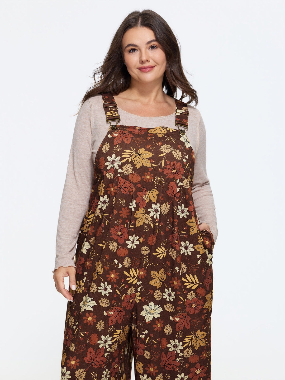 Retro Fall Print Relaxed Fit Jumpsuit