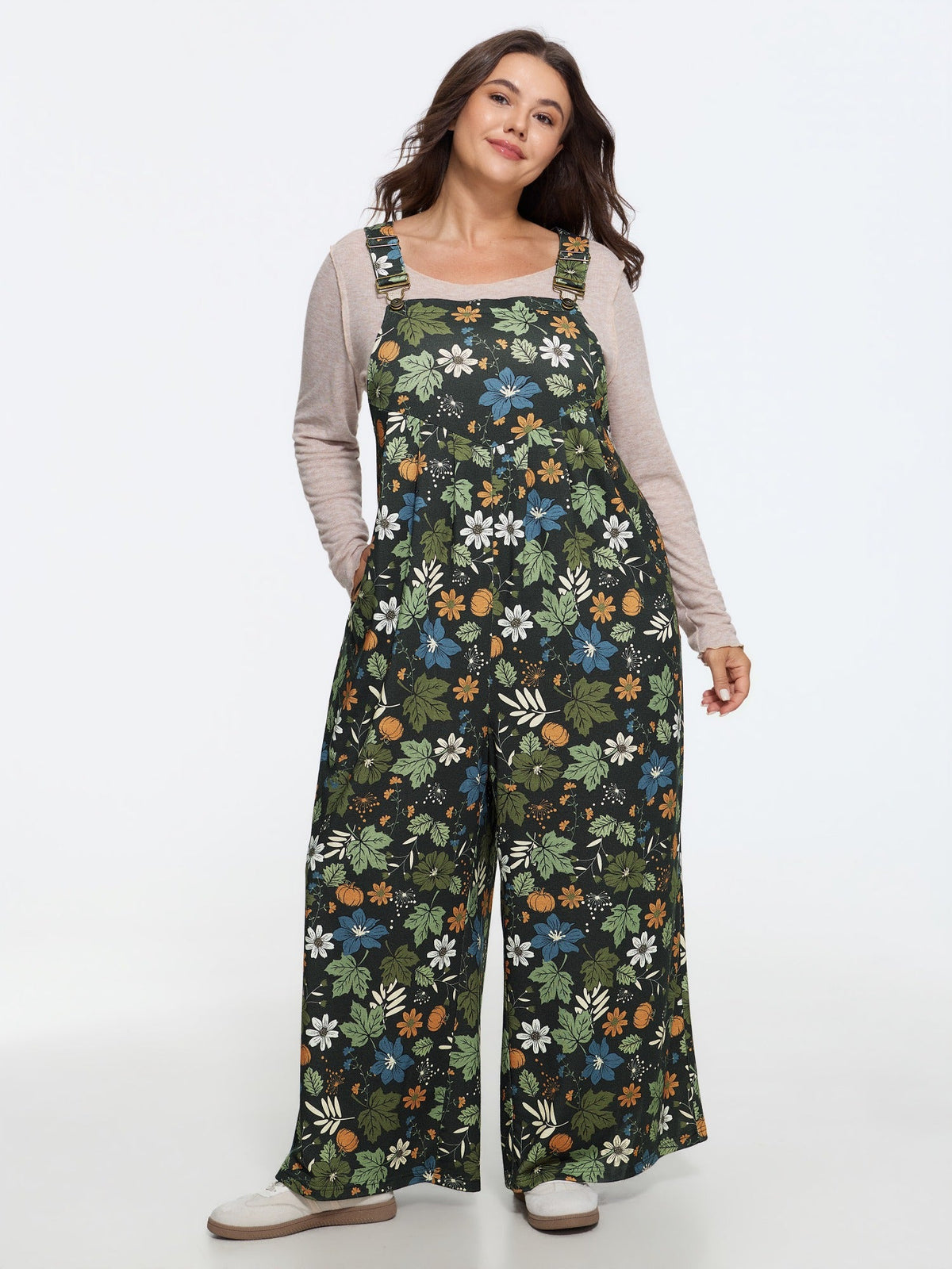 Retro Fall Print Relaxed Fit Jumpsuit