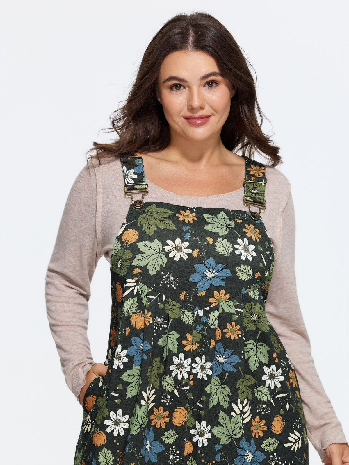 Retro Fall Print Relaxed Fit Jumpsuit