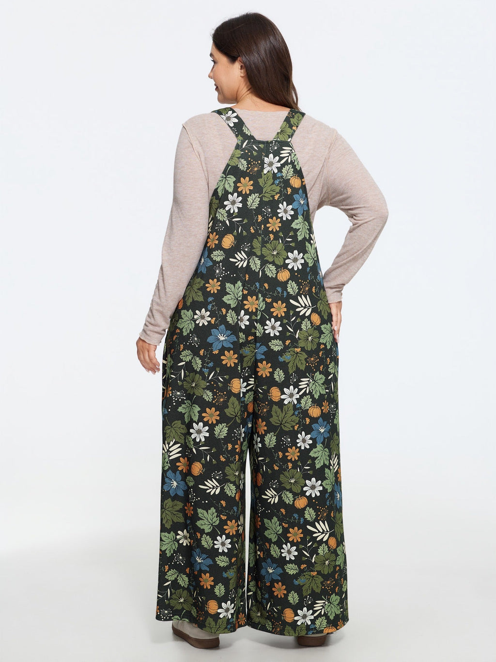 Retro Fall Print Relaxed Fit Jumpsuit