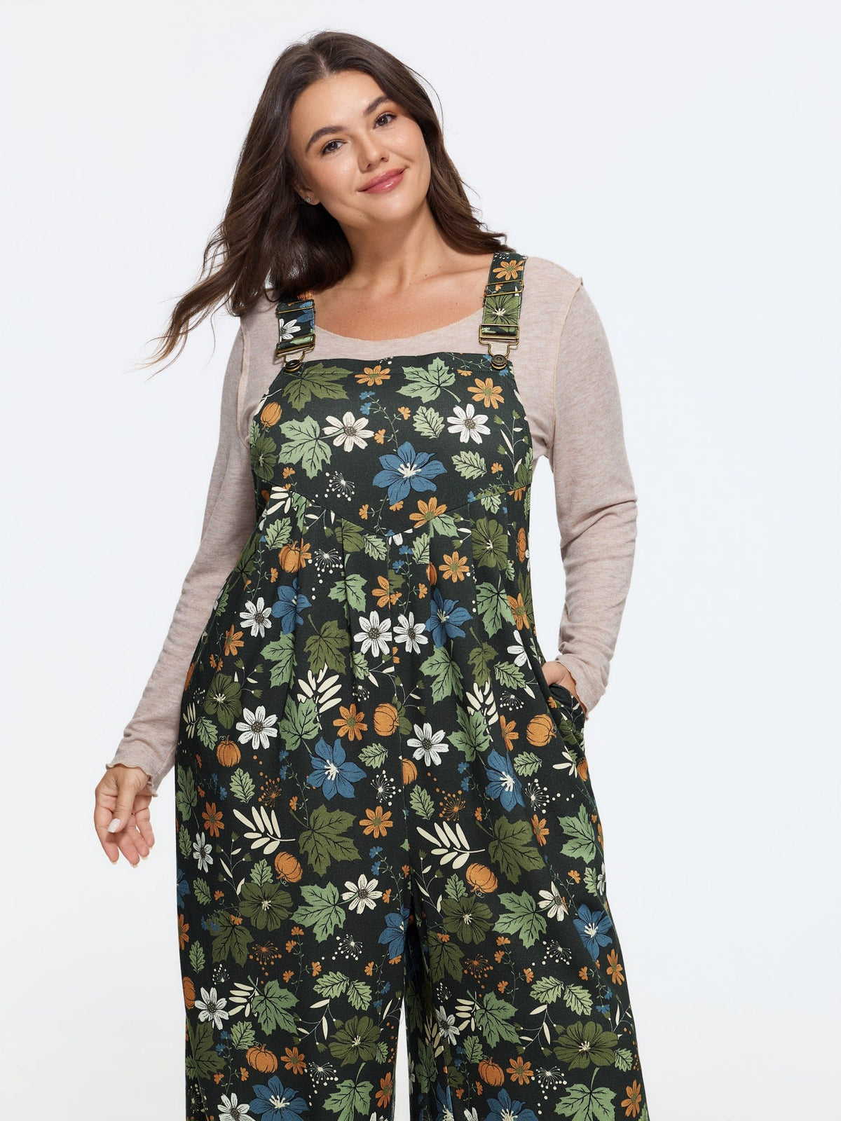Retro Fall Print Relaxed Fit Jumpsuit