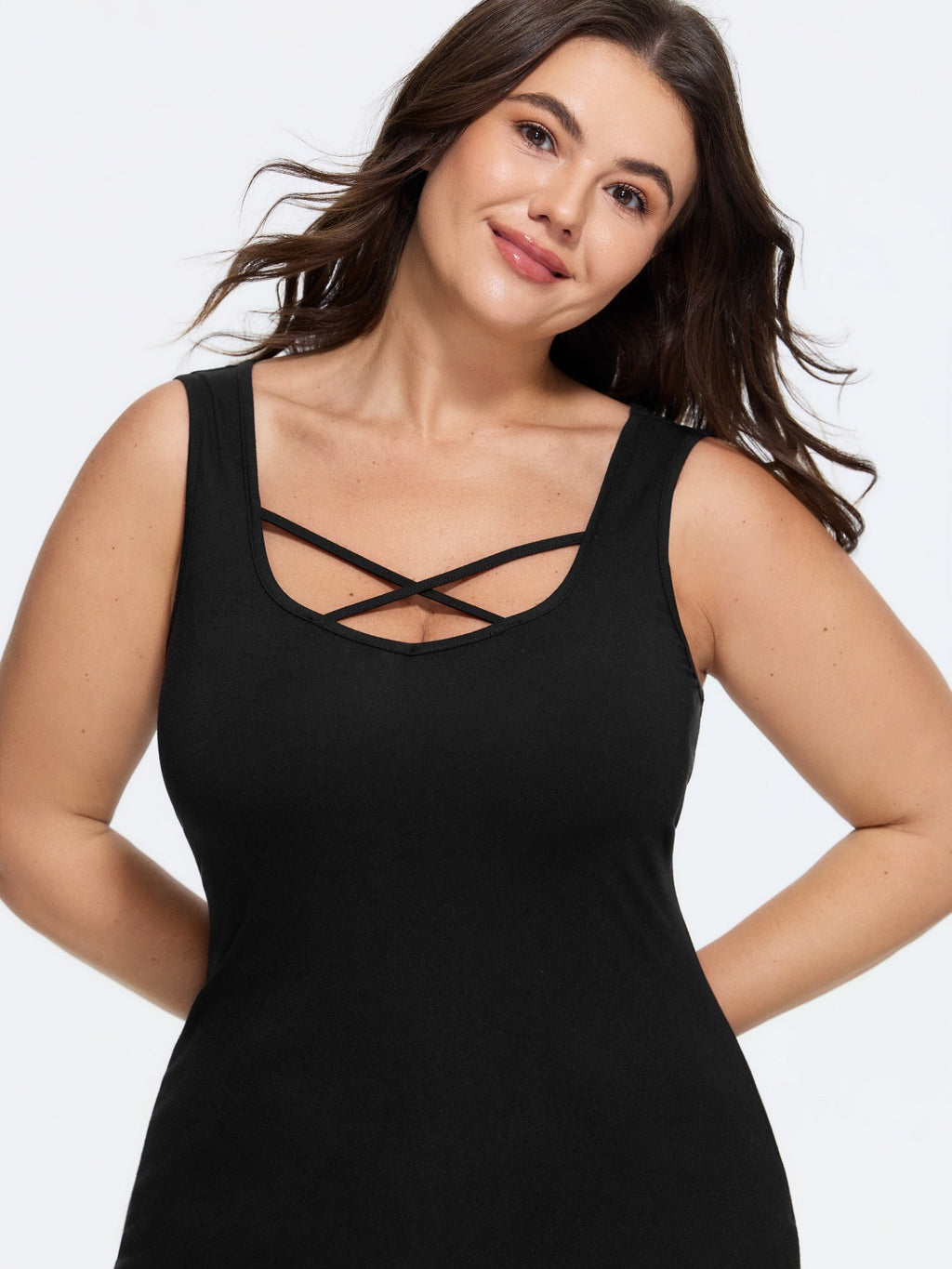 Supersoft Crisscross Cutout Square Neck Tank Top