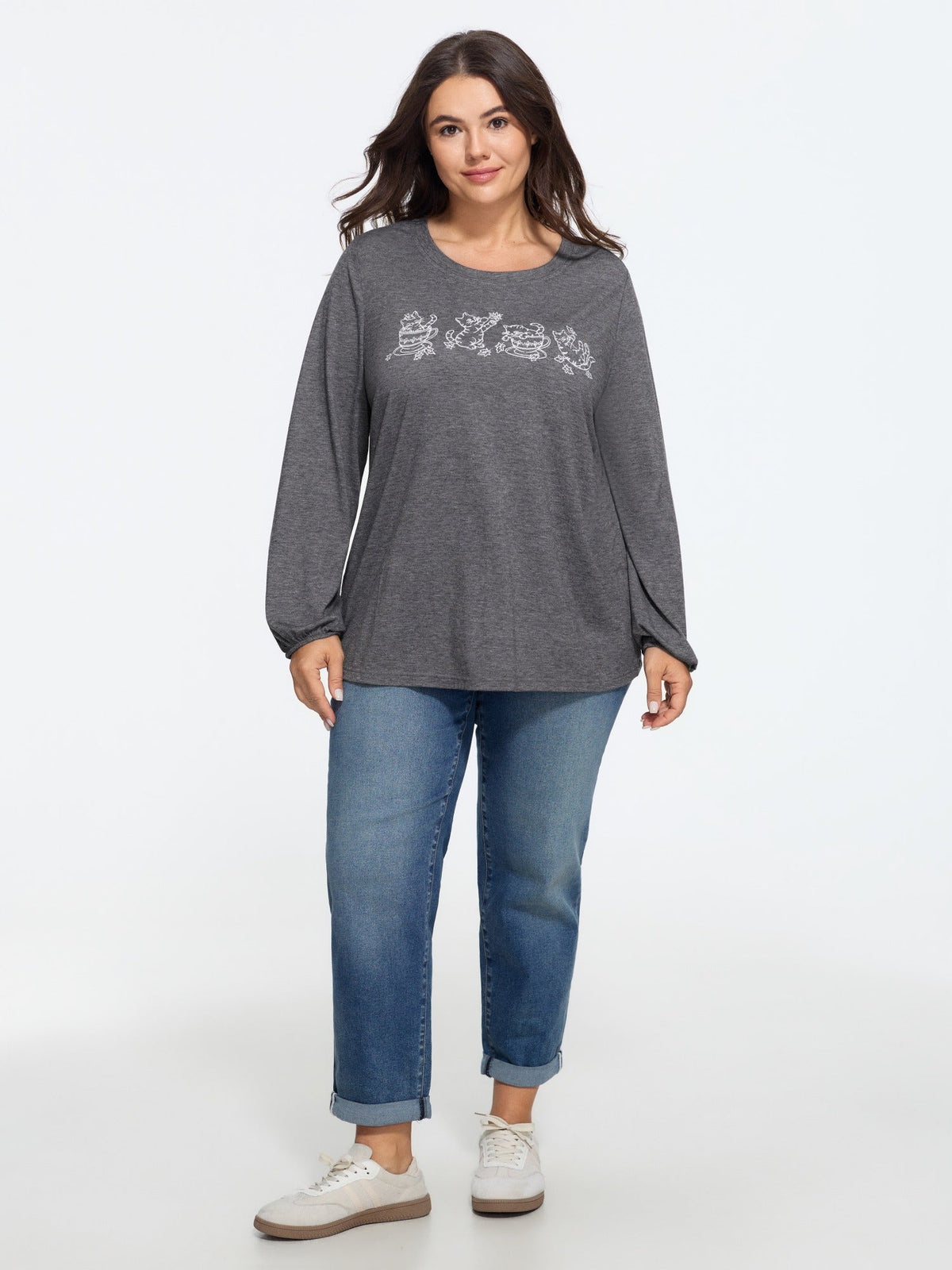 Supersoft Cat Embroidered Long Sleeve T-Shirt