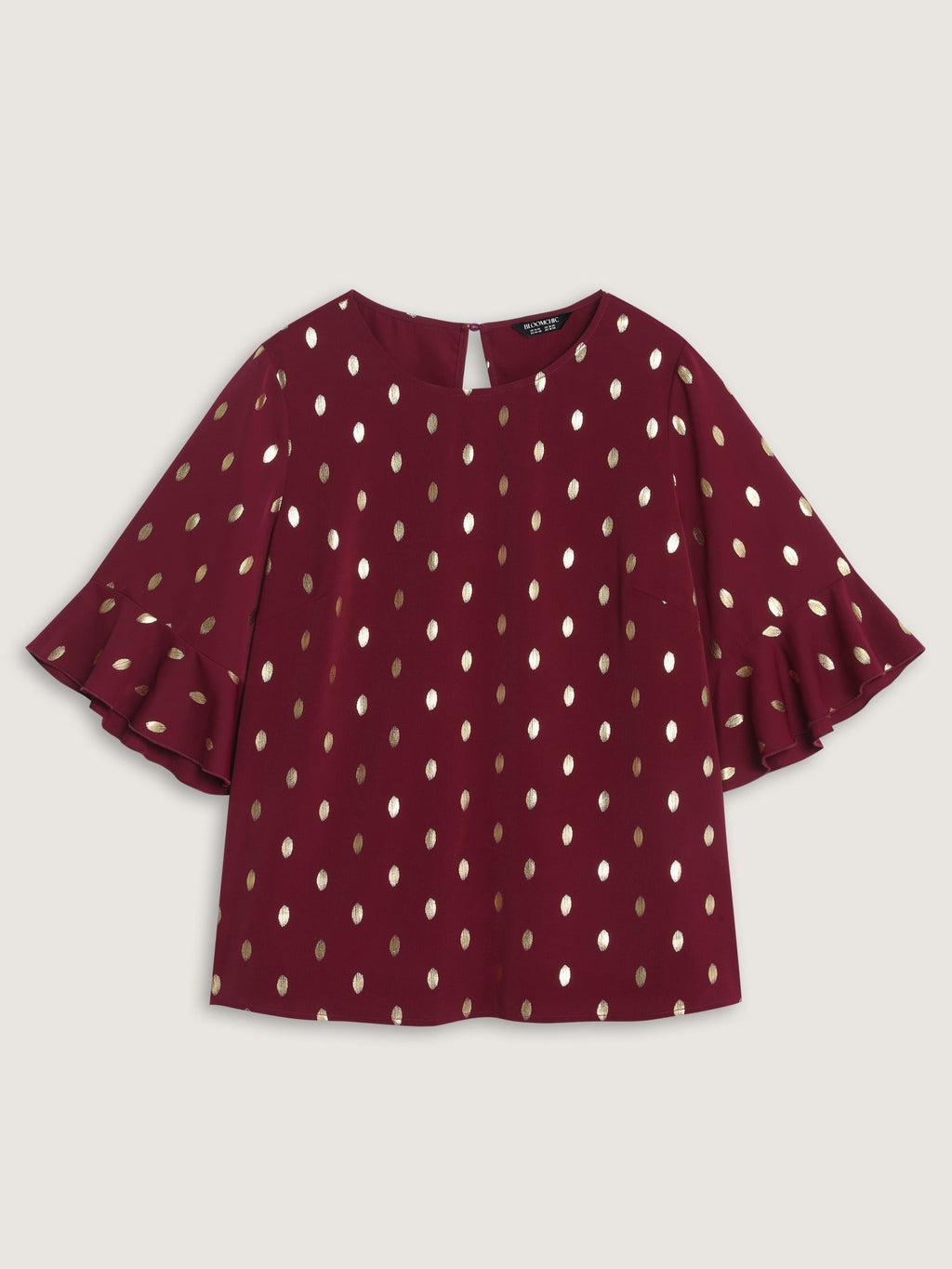 Gold Foil Dot Flutter Short Sleeve Blouse