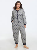 Star Print Button Front Lounge Jumpsuit