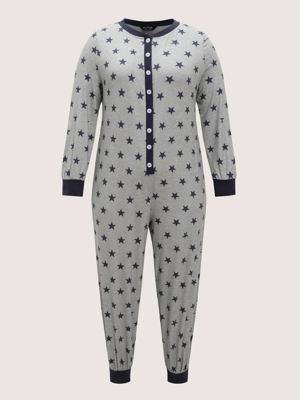 Star Print Button Front Lounge Jumpsuit