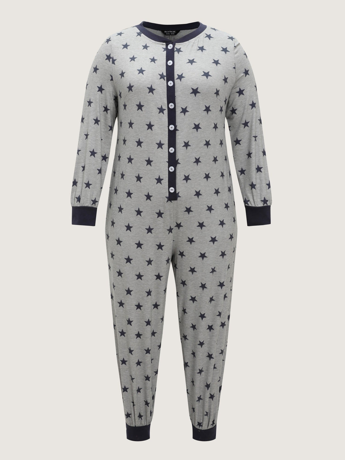 Star Print Button Front Lounge Jumpsuit