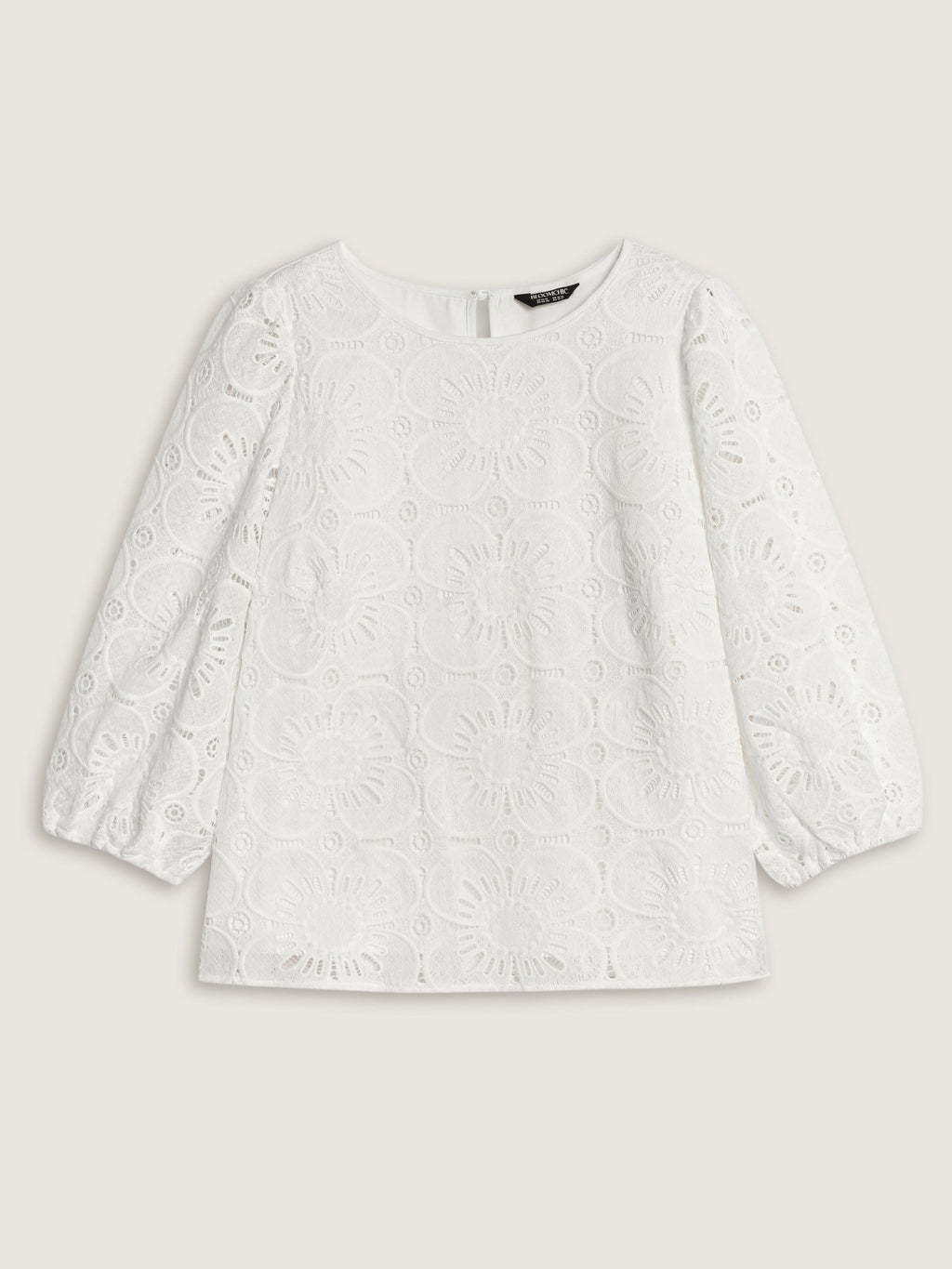 Floral Lace Cut Out Round Neck Blouse