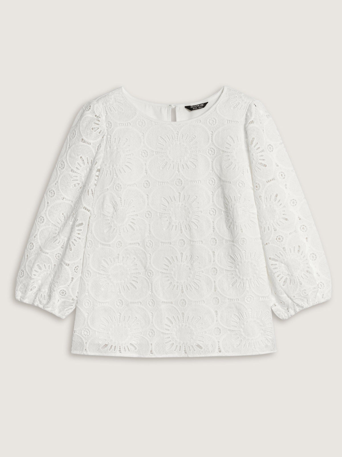Floral Lace Cut Out Round Neck Blouse