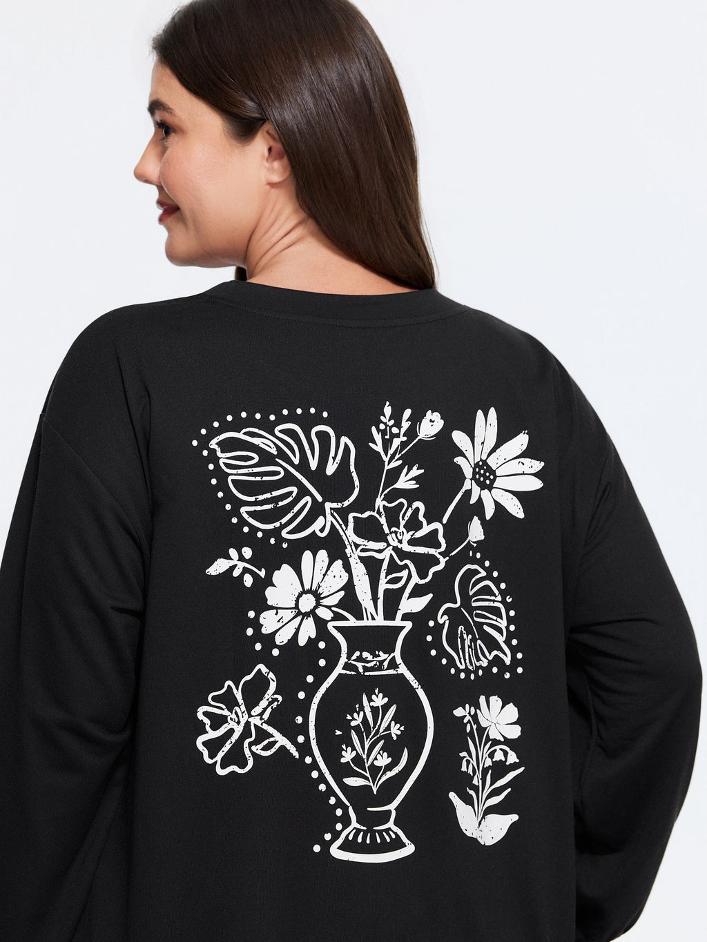 Floral Print Crew Neck Sweatshirt