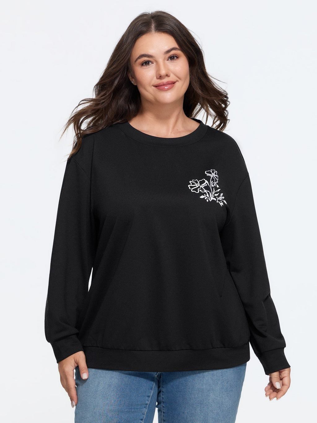 Floral Print Crew Neck Sweatshirt