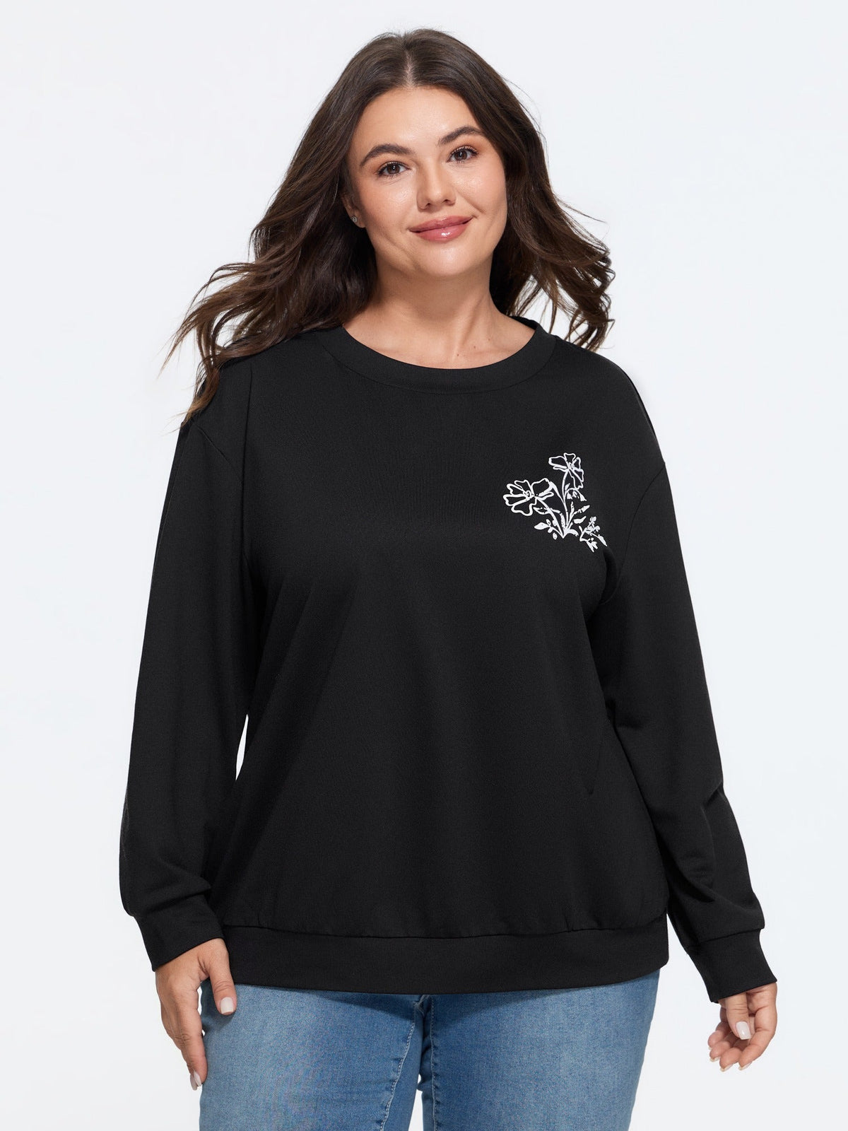 Floral Print Crew Neck Sweatshirt
