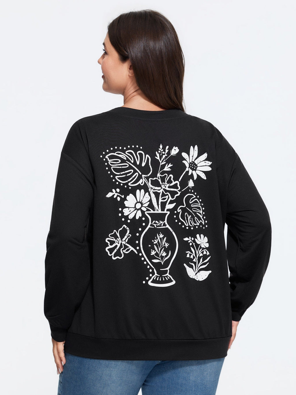 Floral Print Crew Neck Sweatshirt