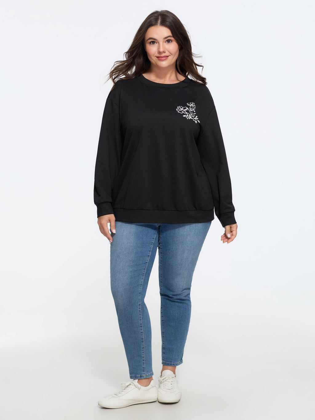 Floral Print Crew Neck Sweatshirt