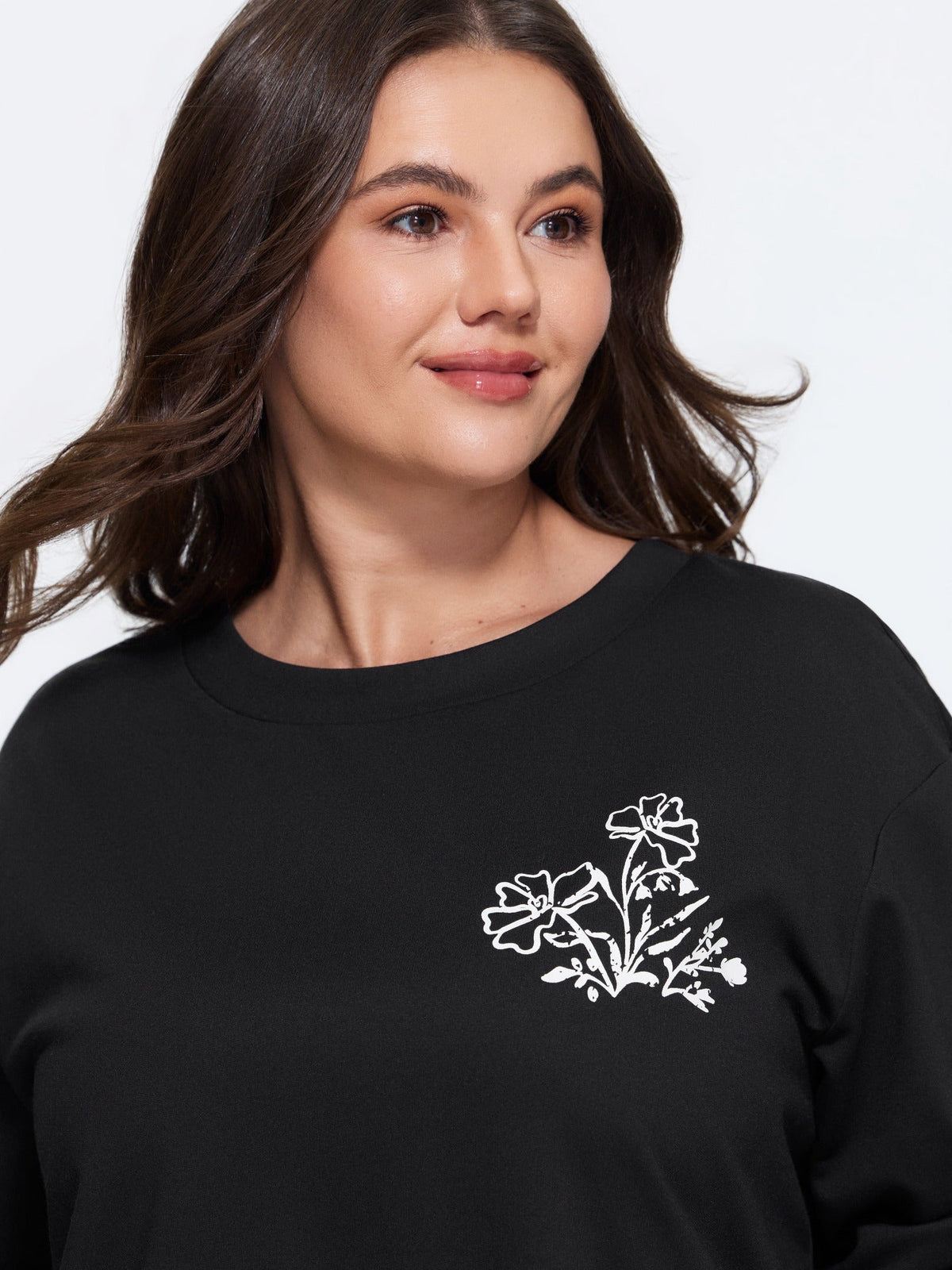 Floral Print Crew Neck Sweatshirt