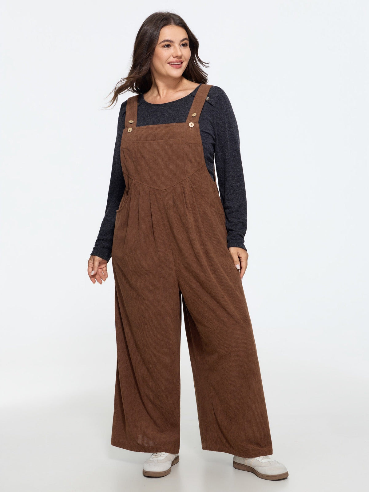 Corduroy Wide Leg Overalls Jumpsuit