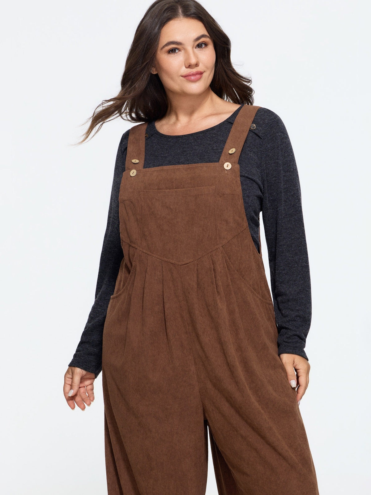 Corduroy Wide Leg Overalls Jumpsuit
