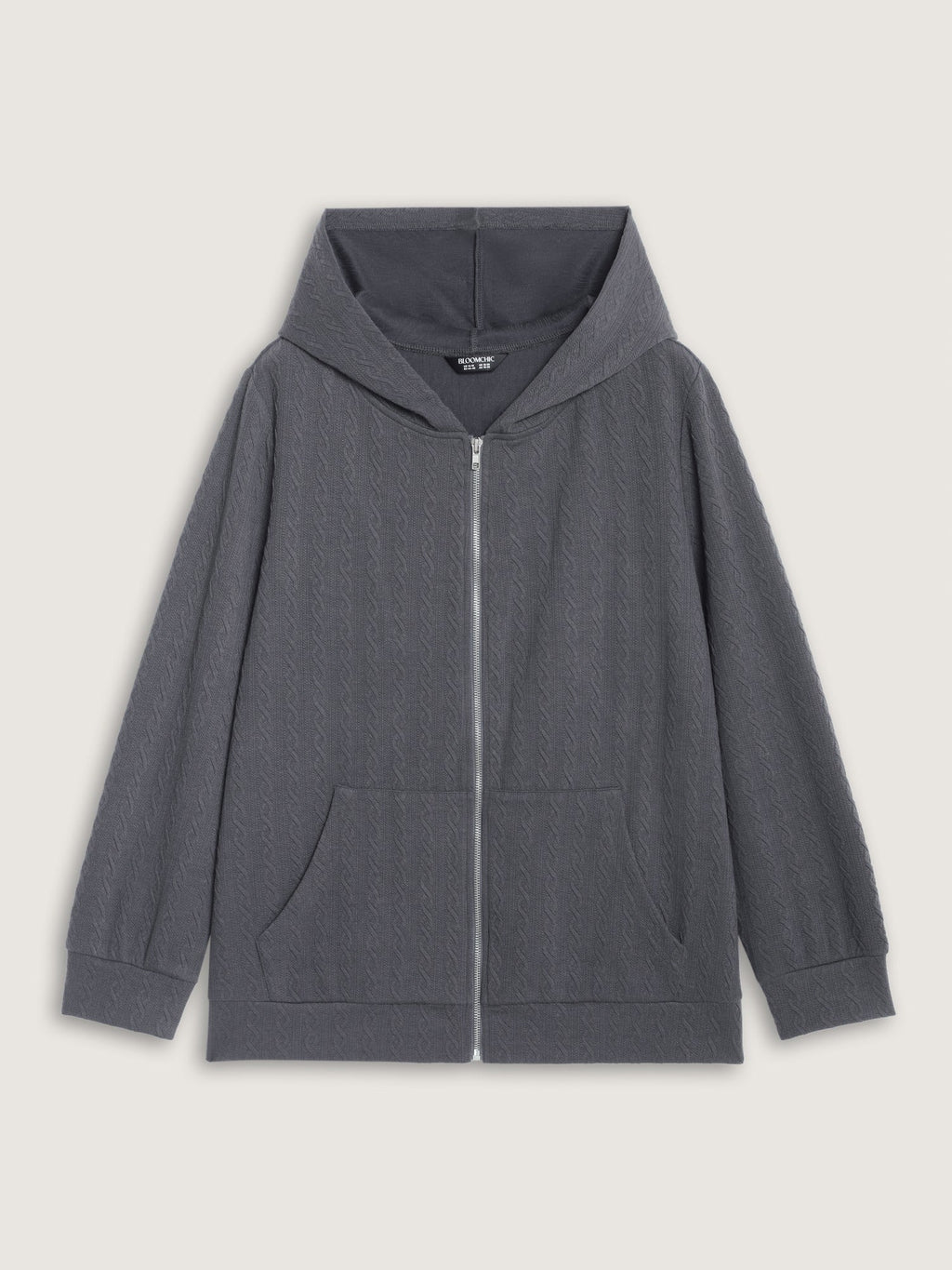 Cable Knit Pocket Zipper Hoodie
