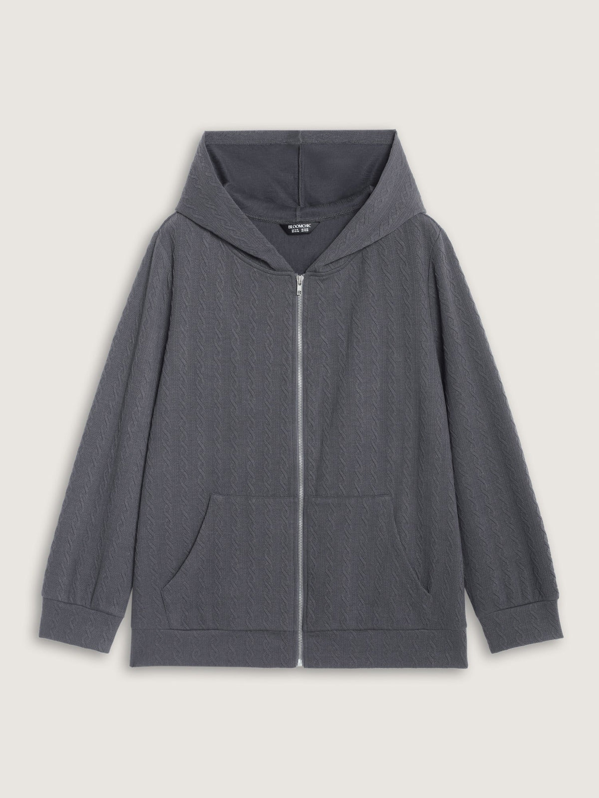 Cable Knit Pocket Zipper Hoodie
