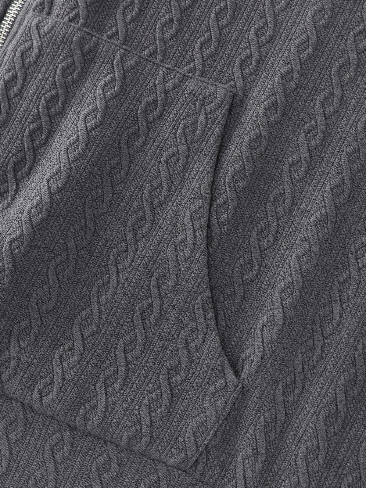 Cable Knit Pocket Zipper Hoodie