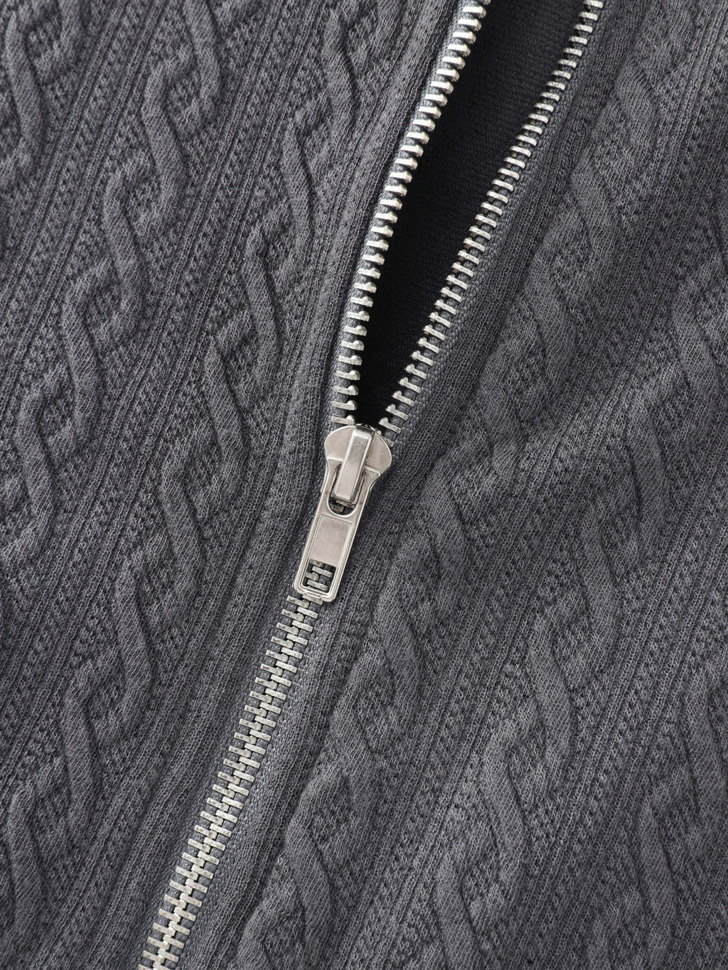 Cable Knit Pocket Zipper Hoodie
