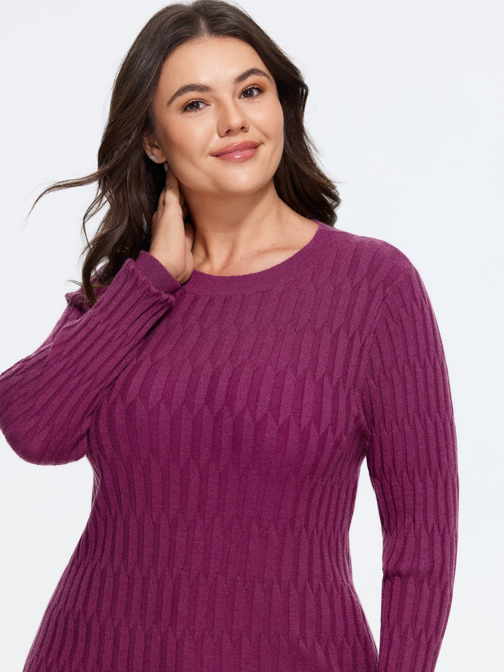Textured Crew Neck Slim Fit Pullover