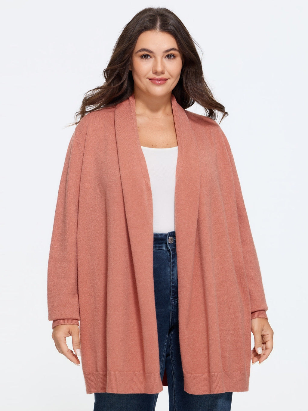 Draped Collar Long Sleeve Open Front Cardigan