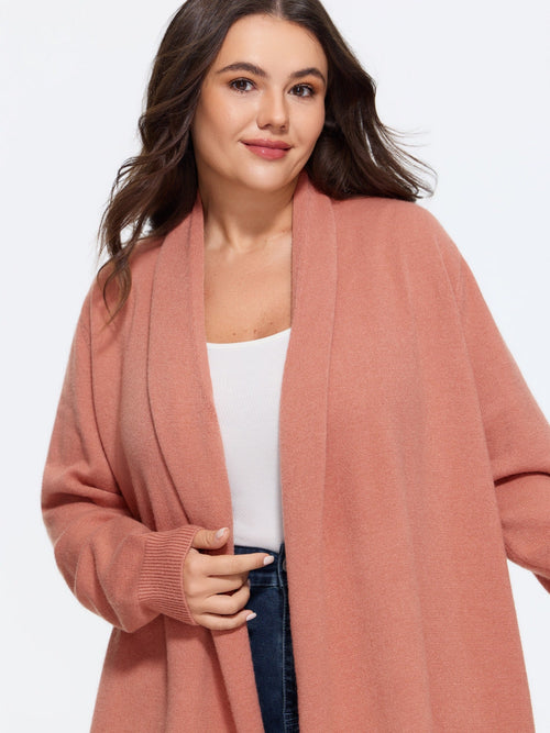 Draped Collar Long Sleeve Open Front Cardigan