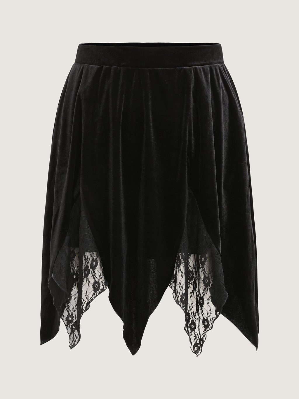 Handkerchief Hem Lace Trim Midi Skirt